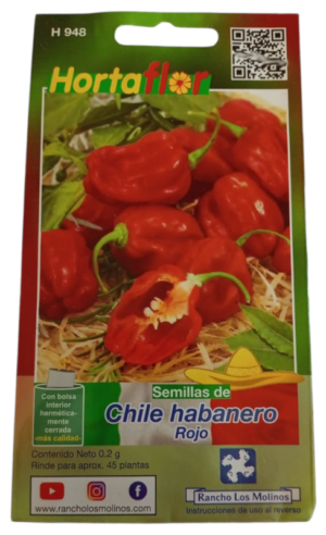 Semillas de Chile Habanero Rojo HORTAFLOR – variedad intensa para preparar salsas muy picantes y exóticas