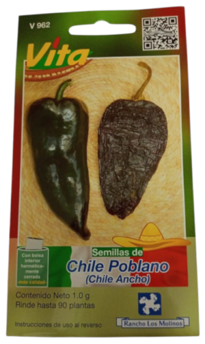 Semillas de Chile Poblano HORTAFLOR – ideal para cosechar chiles grandes y carnosos perfectos para rellenar