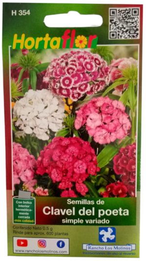 Semillas de Clavel del Poeta HORTAFLOR – flores aromáticas y coloridas para adornar jardines y floreros