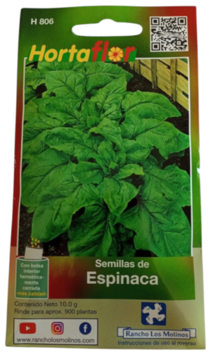 Semillas de Espinaca HORTAFLOR – hojas verdes ricas en hierro y vitaminas para ensaladas y platillos nutritivos