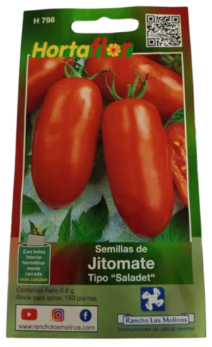 Semillas de Jitomate Saladet HORTAFLOR – tomates alargados y carnosos ideales para salsas y guisos caseros