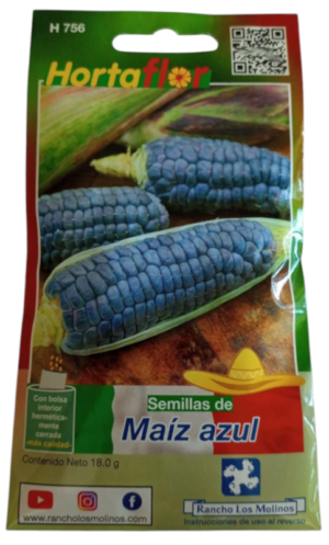 Semillas de Maíz Azul HORTAFLOR – variedad tradicional mexicana para tortillas, atoles y antojitos
