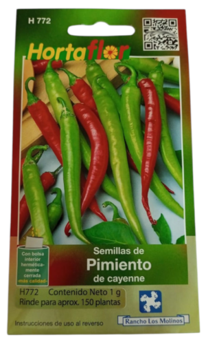 Semillas de Pimiento de Cayenne HORTAFLOR – variedad picante ideal para salsas, encurtidos y cocina casera