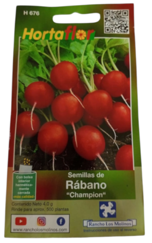 Semillas de Rábano HORTAFLOR – raíces rápidas de cosechar para ensaladas frescas y botanas