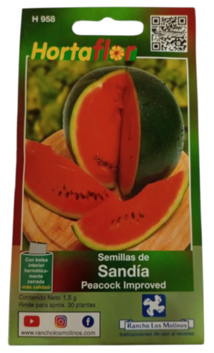 Semillas de Sandía Peacock HORTAFLOR – variedad productiva de sandías grandes, frescas y sabrosas