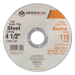 Disco Abrasivo de 4-1/2" Grosor 1/2" Eje 7/8" Maraga DA451278FLA