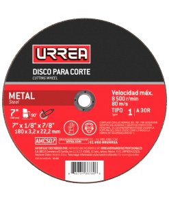 Disco abrasivo tipo 1 para metal 4-1/2" x 1/16" Urrea