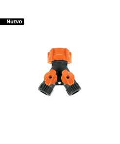 Conector 'Y' 3/4' plástico con tuerca móvil p/manguera