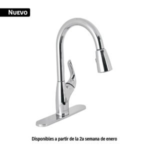 Monomando nariz retráctil para fregadero, cromo, FOSET AERO