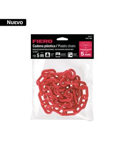 Bolsa con cadena plástica roja 5 mm x 5 m, FIERO
