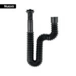 Céspol flexible de PP con contra, negro, para lavabo, FOSET