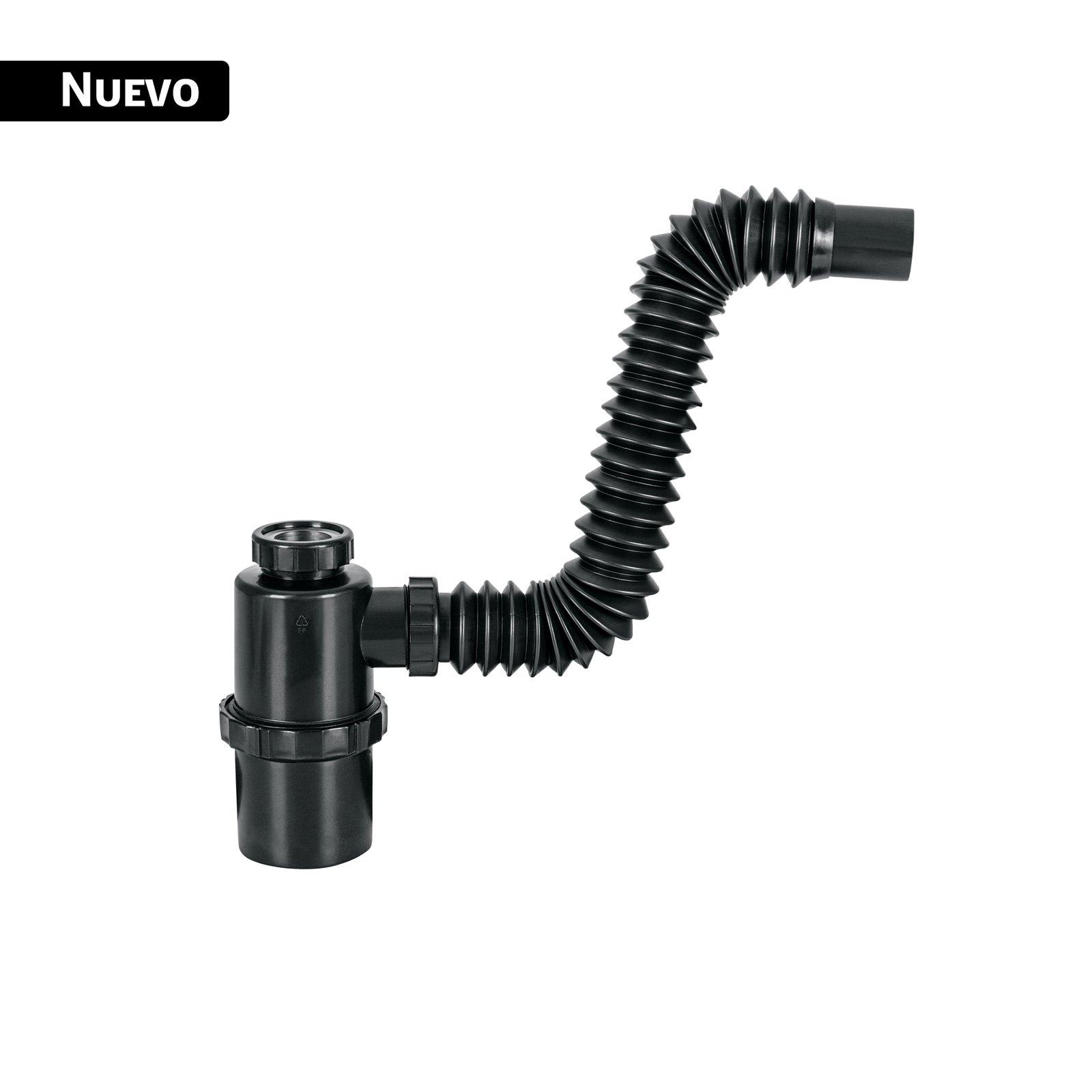 CE-225.jpg Céspol de bote de PP negro, para lavabo o fregadero, FOSET - Imagen 1