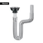 Céspol flexible cromado, contracanasta de acero inoxidable