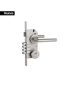 Cerradura de embutir 4 bulones, llave de puntos, HERMEX