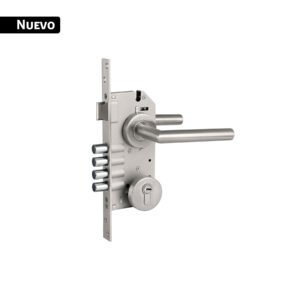 Cerradura de embutir 4 bulones, llave de puntos, HERMEX