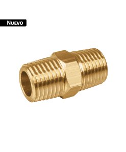 Niple unión NPT de latón, 1/4' con tuerca hexagonal, FOSET
