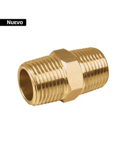 Niple unión NPT de latón, 3/8' con tuerca hexagonal, FOSET