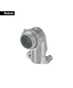 Conector curvo 3/8' para tubo flexible metálico, VOLTECK