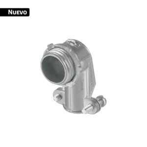 Conector curvo 3/8' para tubo flexible metálico, VOLTECK