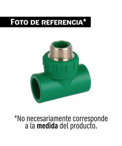 Tee macho de PPR 1' con inserto metálico, FOSET