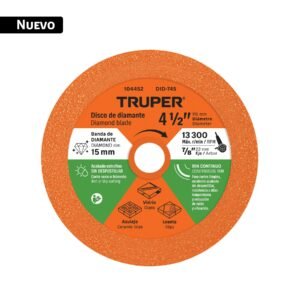 Disco de diamante 4-1/2', corte de vidrio, TRUPER