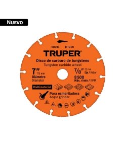Disco 7' multimaterial de carburo de tungsteno, TRUPER