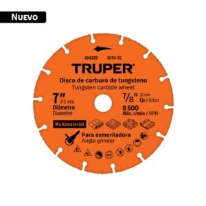 Disco 7' multimaterial de carburo de tungsteno, TRUPER