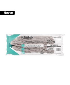 Trapeador tipo mechudo, 350 g repuesto, algodón, KLINTEK
