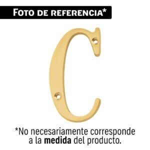 Letra C de latón sólido 4', latón brillante, HERMEX