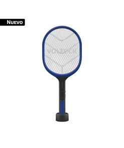 Raqueta mata moscas y mosquitos con base, recargable VOLTECK