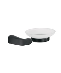 Jabonera con plato de vidrio, negro, FOSET RIVIERA