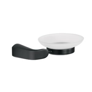 Jabonera con plato de vidrio, negro, FOSET RIVIERA