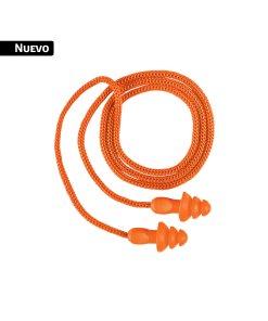 Tapón auditivo reutilizable con cordón, caja 50 pz