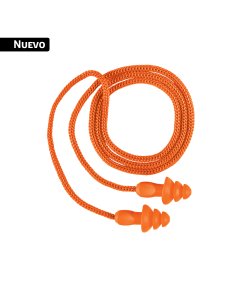 Tapón auditivo reutilizable con cordón y estuche, caja 50 pz