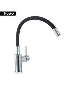 Monomando para fregadero cuello flexible negro, cromo, TUBIG