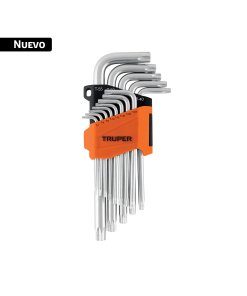 Juego de 13 llaves torx largas con organizador abatible