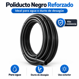 Poliducto Negro CMX Reforzado Cédula 80 para Riego o Desagüe 2 Pulgadas